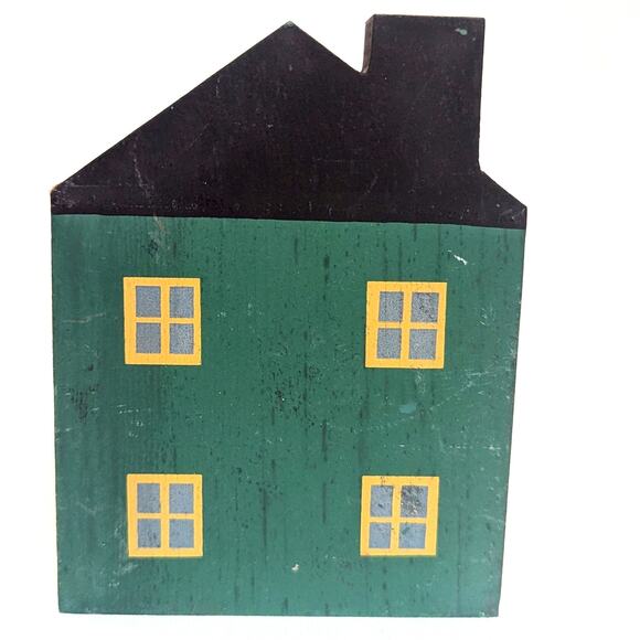 Cat’s Meow Village Vintage Signed 1984 Attorney & Bank Green House Shelf Sitter - Picture 3 of 9